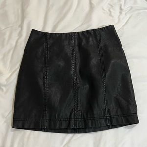 Free People Black Leather Skirt